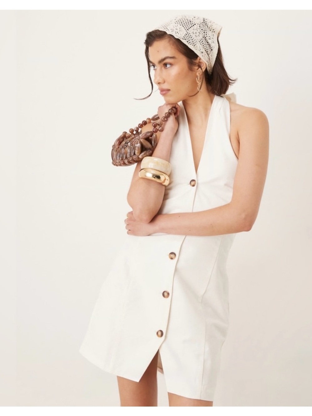 Nobody’s Child White Halter Neck Tailored Mini Dress Size 2 NWOT